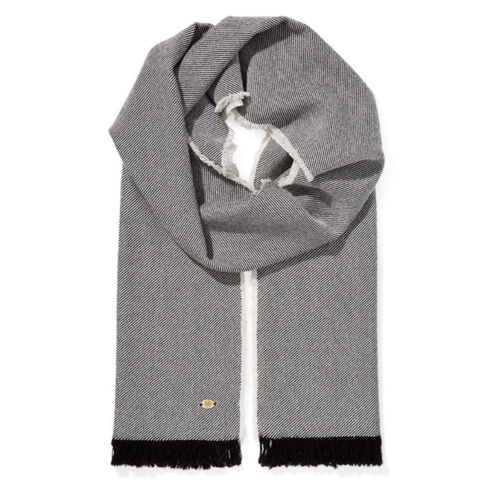 Alex & Ani Gabriel Midnight Scarf - Gray & Black 100% Italian Wool USA Made